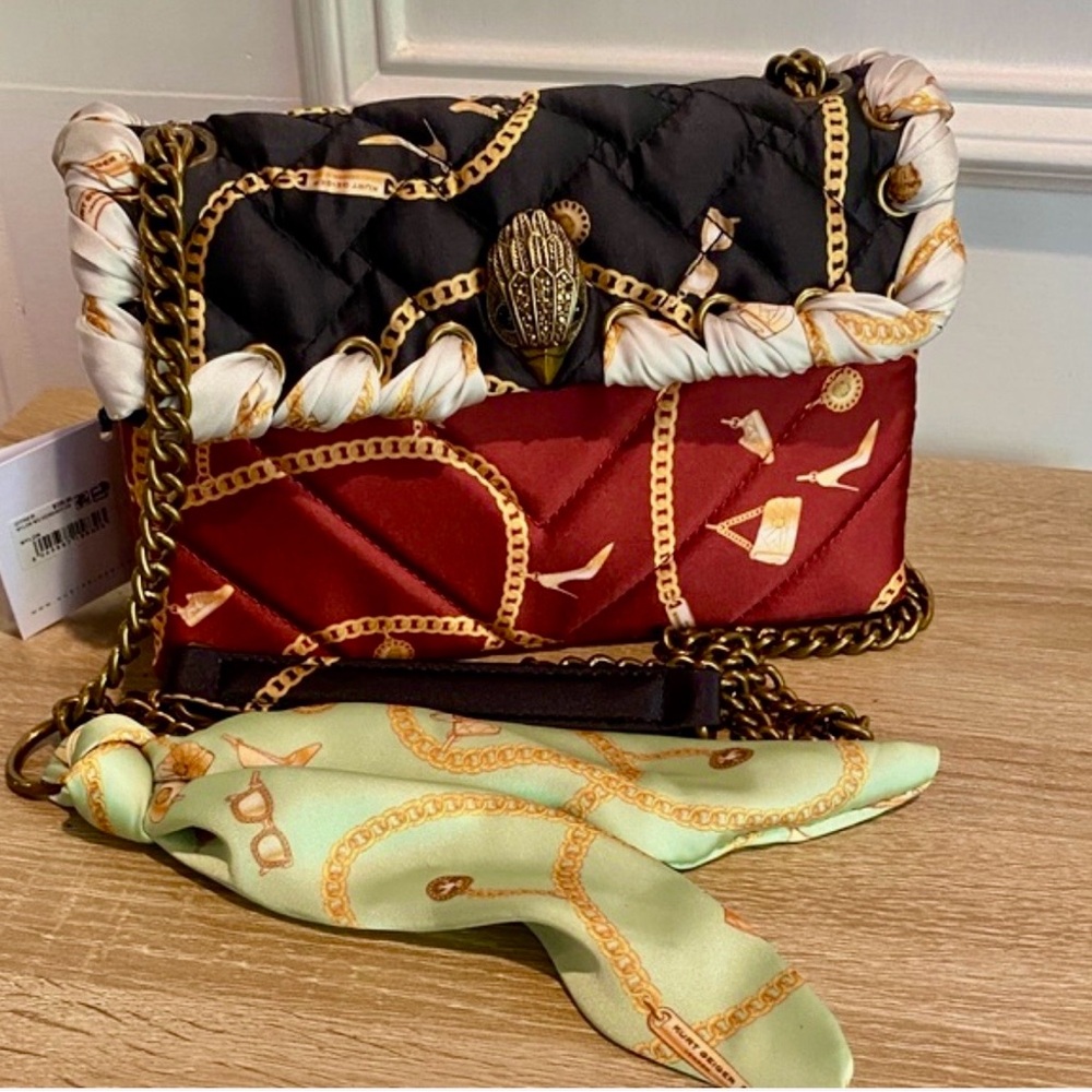 LOW START!🔥🔥🔥Kurt Geiger Chain-Embellished Kensington Scarf bag